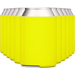 TahoeBay Blank Beer Can Cooler Sleeves Bulk Sublimation Blanks for Vinyl Plain Collapsible Foam Can Sleeves Coolers for Soda Cans and Bottles Custom Drink Holder Assorted Solid Color (Yellow)