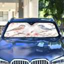 Car Windshield Sunshade Foldable Flowers and Two Birds Sun Visor Protect UV Rays for Most Sedans SUV Trucks Lowers Cabin Temperature, Keeps The Interior of The Car Cool 53 x 23.5 Inch