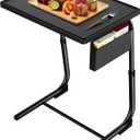 HUANUO TV Tray, Adjustable TV Dinner Tray, 20.5 x 15.4 inch Folding Tray Table with Storage Pocket, 6 Height Settings, 3 Angle Adjustments, Comfortable Couch Desk for Bed & Sofa, HNTT04B