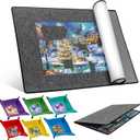 Becko US 2000-pc Foldable Puzzle Board with 6 Colorful Trays & TPU Cover, Portable & Lightweight Puzzle Table, Felt Mat with Auxiliary Lines for Storage, for 2000 1500 1000 Pieces Puzzles (Dark Gray)