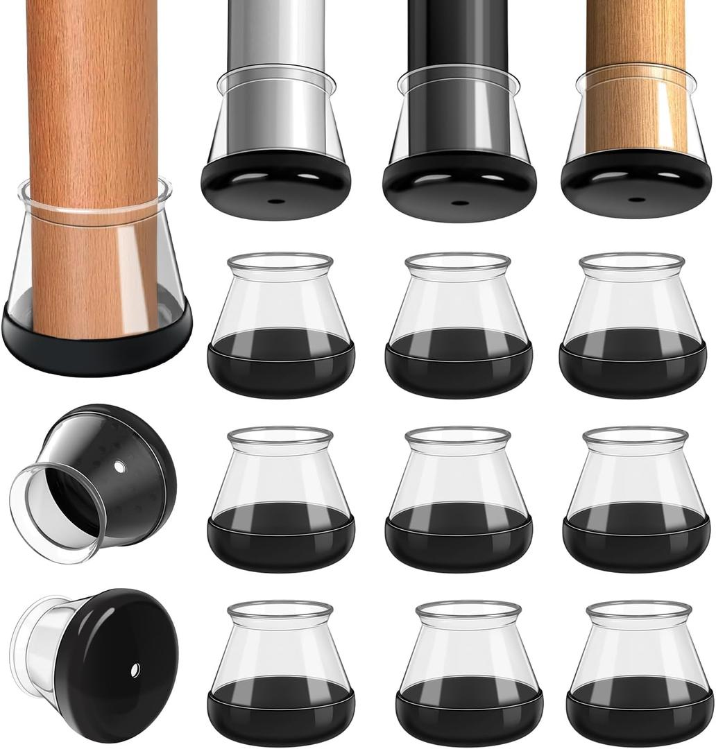 GICUNK Chair Leg Floor Protectors for Hardwood Floors and Carpet Silicone Covers to Protect Wood Tile Floors Chair Sliders Non Slip Reduce Noise 28 Pcs Clear Round L Fit:1-3/16"~1-9/16"