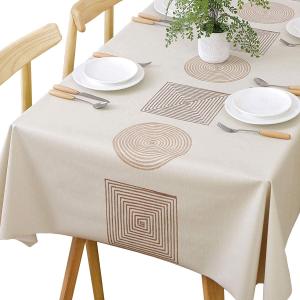 TruDelve Heavy Duty Vinyl Table Cloth Plastic Table Cloth for Kitchen Dining Table Wipeable PVC Waterproof Tablecloth for Rectangle Table(54"x108",Geometry)