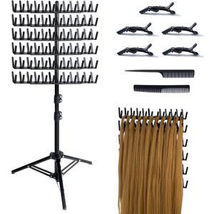 Braiding Hair Rack Standing Extension Holder Hanger, 144 Pegs Divider for Separator Stand Display (Black)