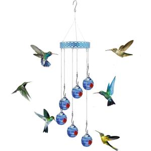 Charming Wind Chimes Hummingbird feeders - Outdoor Hanging, Ant & Bee Proof, Leak-Proof, Ideal Decor for Garden Outside (B)