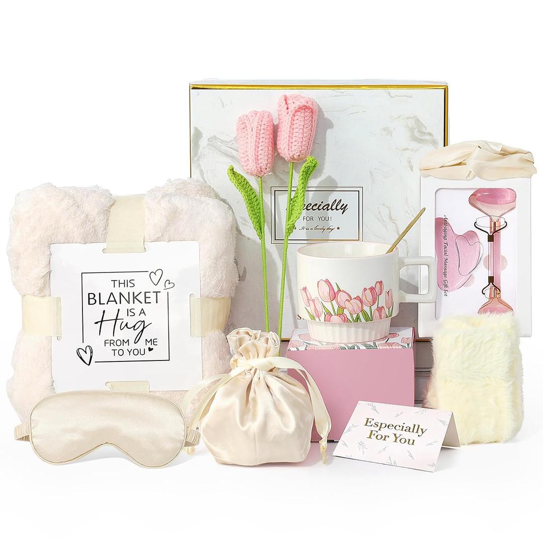 Mothers Day Gifts for Mom, Happy Birthday Gift Boxs for Mom Women Her Sister Wife Grandma Daughter Friends Coworker Birthday Gift Ideas, Get Well Relaxing Gift Basket Set, Teacher Appreciation Gifts