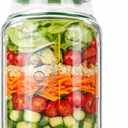 Salad Jar with Side Opening, Salad Pod Mason Jar with Built-In Dressing Cup Leakproof Salad Container To Go, Reusable Meal Prep Jar for Layered Salads, Fruit & Parfait for Work, Gym & Travel