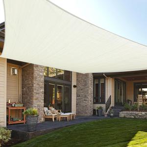 LOVE STORY 6.5/8/10/12/16/18/20 FT Rectangle Butter Cream Sun Shade Sail Canopy UV Block Sail Shade for Outdoor Patio Garden Backyard, 6.5' x 10' Butter Cream