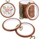 10 Pcs Round Embroidery Hoops Frame, Adjustable Circle Embroidery Hoop Ring, Circle Rubber Hoops Ring Display Ornament Imitated Wood Frame Kits for Craft Sewing DIY Hanging Gifts(17 CM)