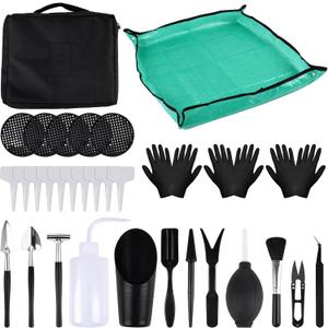 30Pcs Gardening Repotting Kit, Mini Gardening Tools Kit for Indoor Outdoor Transplanting, Fairy Plant Care, Potting Cactus Bonsai Plantin