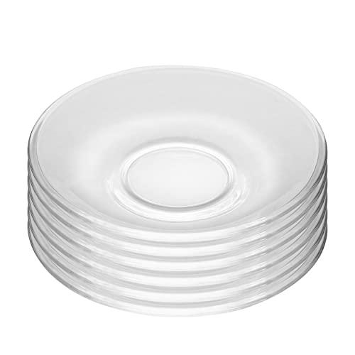 WHJY 6 pcs Clear Glass Plates, 4.5 inch Glass Plate Set, Small Dessert Plates Tea Plates Bulk