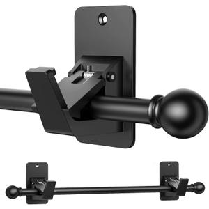 Heavy Duty Curtain Rods No Drilling for Windows 30 to 45 Inches,5/8 Inch Diameter No Drill Small Curtain Rod Set with Adhesive Brackets, Black