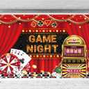 7x5ft Game Night Backdrop Jackpot Gamble Gaming for Boys Birthday Photography Background Turntable Dice Chess Card Playing Card Banner Decorations Men Adults Gaming Party Photo Booth Prop