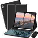 Keyboard Case for Samsung Galaxy Tab S11 SM-X730, SM-X736, SM-X736B - 7 Colors Backlit Keyboard Cover and Mouse (Black)