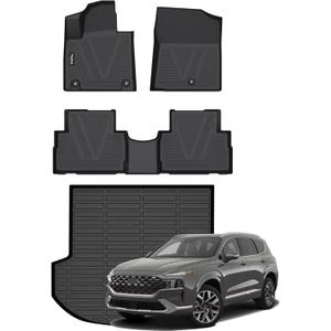 Wailtnb-Car Floor Mats for Hyundai Santa Fe 2021 2022 2023 (Gas Only) All-Weather Car Mat Cargo Liner Protection Black Accessories