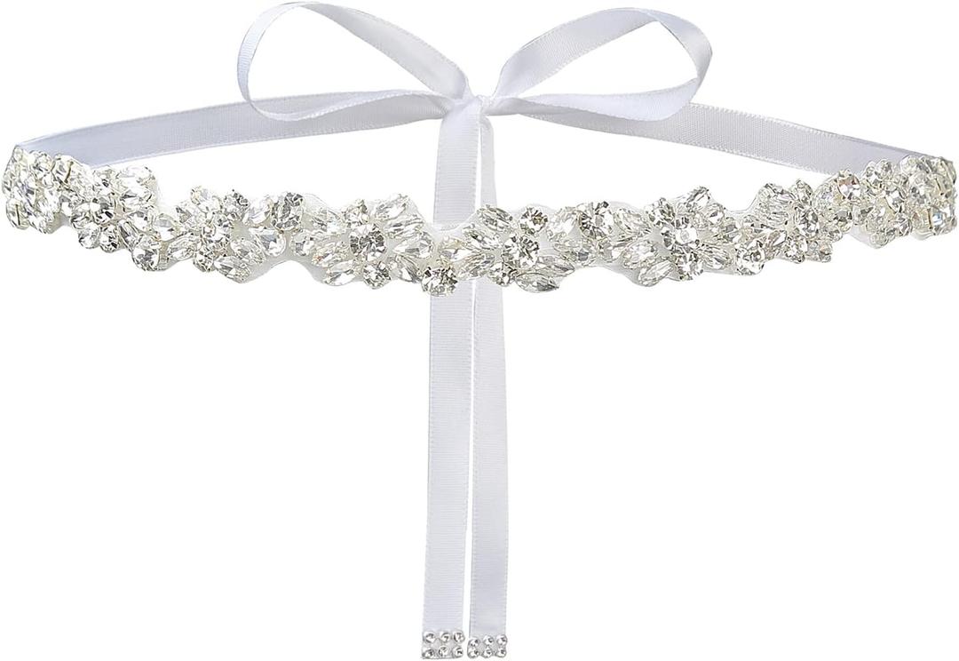Crystal Bridal Belt Sash Handmade Wedding Dress Belt with Rhinestones for Bridal Gowns (222s-white)