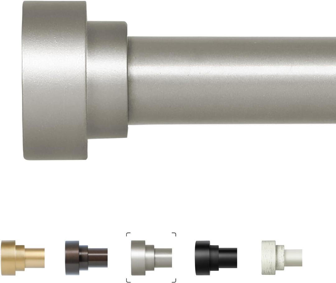 HEI! DEAR Silver Curtain Rods 48 to 84 Inch(4-7FT), 1 Inch Heavy Duty Curtain Rods, Adjustable Curtain Rod Set, Modern Decorative Drapery Rods, Telescoping Single Window Curtain Rod 36-88", Antique Silver