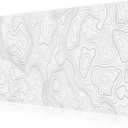 JIALONG White Topographic Large Gaming Mouse Pad, XXL Mousepad, Big Mouse Mat Desk Pad for Keyboard and Mouse, Gaming Computer Laptop PC Desk Office Accessories