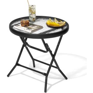 Outdoor Side Table - Small Patio End Table All Weather, Patio Furniture Sets and Outside Furniture for Pool, Balcony, Deck, Porch, Black