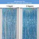 Foil Fringe Curtain Easter Decorations for Home - Melsan 3 Pack 3.2 x 8.2 ft Tinsel Curtain Party Photo Backdrop for Birthday Party Baby Shower or Graduation Decorations Light Blue