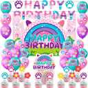 Dollhouse Birthday Party Supplies, Kids Birthday Cartoon Cat Party Decorations, Include Banner, Balloons, Cupcake Toppers, for Girls Cartoon Dollhouse Theme Baby Shower Party Supplies