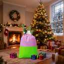 2 x Water-Resistant Gift Bags Storage Bags with 2 Handles Reusable Big Bags, Party Supplies, New Year Celebration,39" x 47",Pink+Green