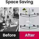 Glass Shelf Bathroom Floating Shower Corner Shelves Shampoo Holder with Rail Wall Esquinero para Bao for Inside Shower 2 Pack