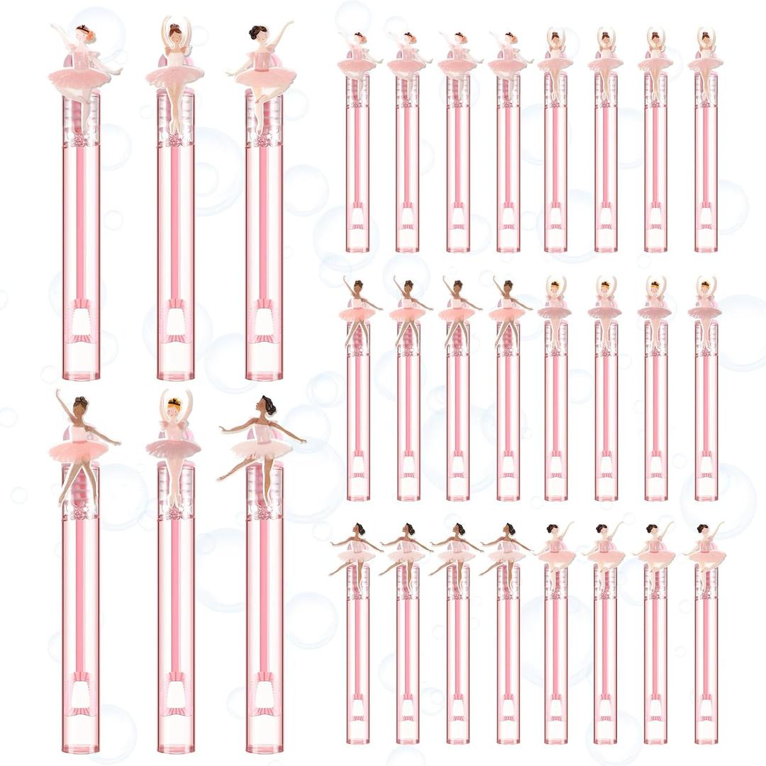 24 Pcs Ballet Girl Party Favors Mini Bubble Wands Pink Party Theme Bubble Wand for Baby Shower Girls 1st Birthday Gift Bag Supplies