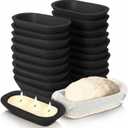 Nuogo 20 Pcs Wooden Dough Bowls Bulk 8.6 Inch Rustic Vintage Hand Carved Wood Dough Bowls Dining for DIY Home Crafts Making Farmhouse Fruits Supplies(Black)