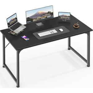 Huuger Modern Simple Office Desk, 40 Inch Gaming Desk with Storage, Black Metal Frame, Large Legroom