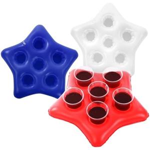 VioraWhite 3 Pcs Summer Party Inflatable Pool Floating Beer Rack for Adults Pool Games, Stars Yard Games Inflatable Star for Fruit Juices and Drink and Summer Swimming Party