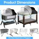 Pack N Play Tent Cover - Half-Blackout Mosquito Net for Crib & Playpen, Baby Bassinet Cover for Cats with 2-Way Zipper, Sun-Blocking Bug Net for Travel Crib (Black-Large)