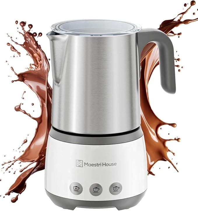 Maestri House Milk Frother, 4in1 Electric Milk Steamer and Frother, 16.9OZ 600W Smart Touch Control Hot and Cold Foam Maker, Memory Function for Latte, Cappuccinos, Warm Milk, Hot Chocolate Milk