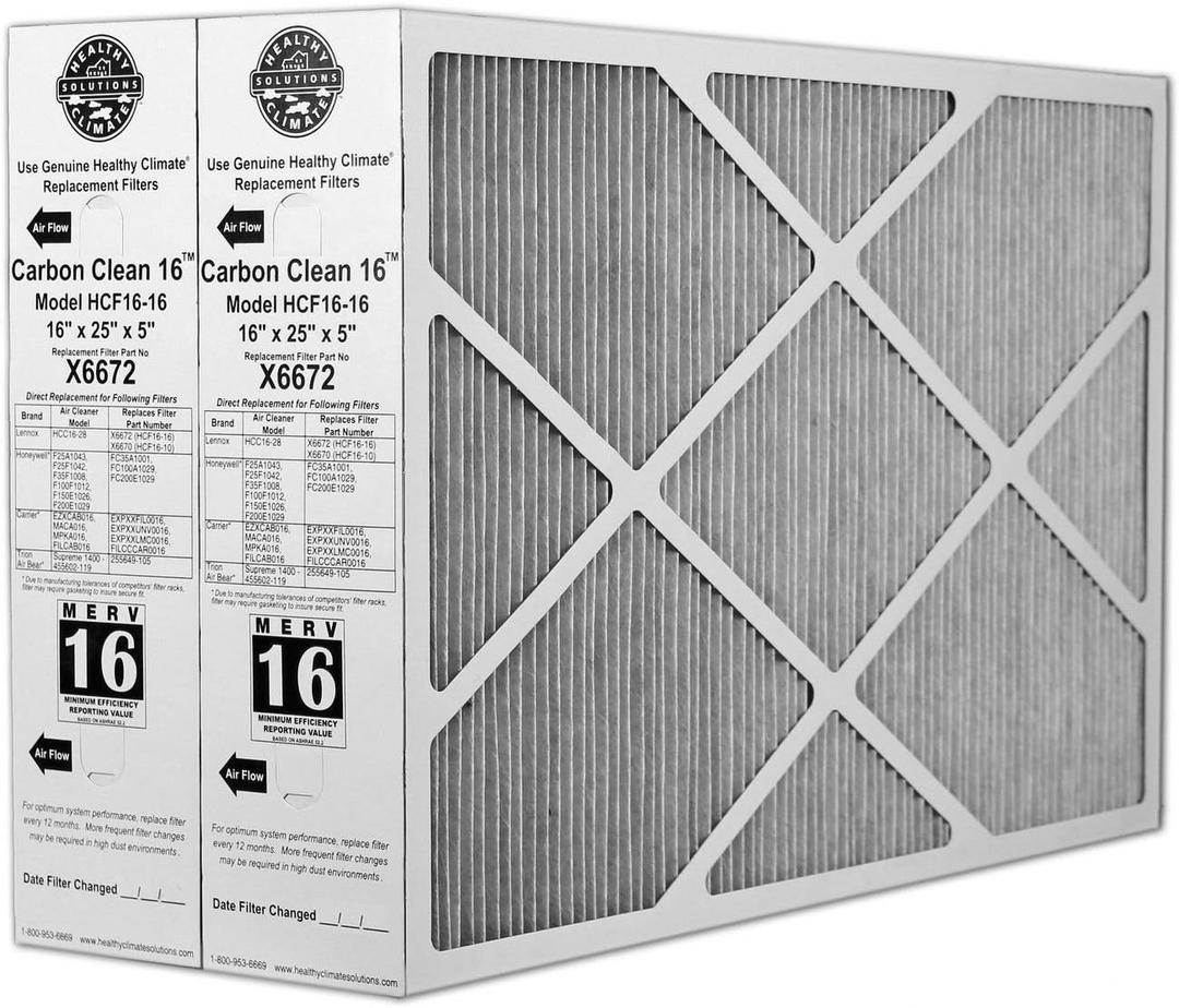 Lennox Carbon Coated X6672 Healthy Climate MERV 16 Filter (2 Pack)