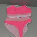 Girls Bathing Suit Color-Block Adjustable Straps Bikini Sets Girls Two Piece Swimsuits with Chest Pad Swimwear 7-18T (Pink)