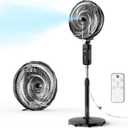 Outdoor Misting Fan, 12-Inch 20000mAh Outside Water Cooling Fan for Patios Bedroom, 2 In 1 Portable Standing & Tabletop Oscillating Fans with Mister Kit, Mist Fans with Remote/Spray/7 Gear/Timer