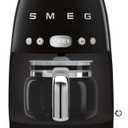 Smeg 50's Retro Style Aesthetic Drip Coffee Machine with 10 Cup Glass Carafe, Auto Start Feature, Keep Warm Plate, and Two Coffee Strength Settings (Black)