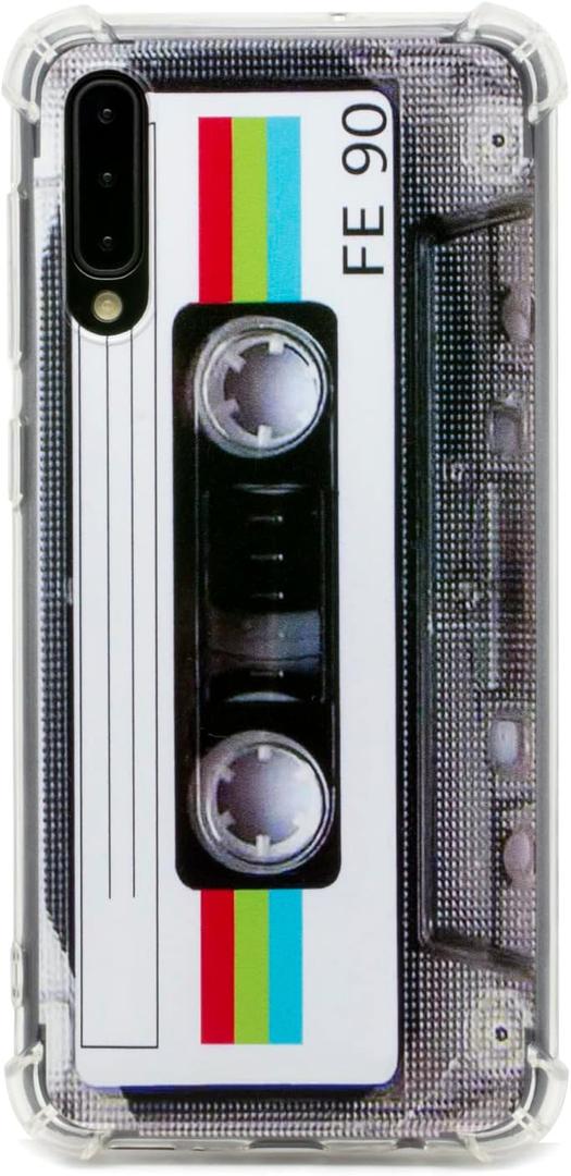 FAteamll Case for Galaxy A50 with Reinforced Corners TPU Soft Bumper Retro Cassette Tape Case Compatible with Samsung Galaxy A50 / A50s / A30s