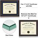 14x17 Diploma Frames 11x14 with Blue Mat - Walnut Wood Finish | Shatter-Resistant Glass | for Wall Mounting | Gift for Graduations & Professional Certificate (1 Pack)