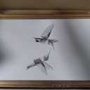 MakeRight Gold Framed Wall Art Vintage Wall Decor Hummingbird Canvas Art Sketch Pictures Minimalist Paintings Farmhouse Artwork For Bedroom Bathroom Living Room, 16x24 In