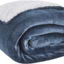 Bedsure GentleSoft Sherpa Fleece Throw Blanket Twin Size for Couch - Thick and Warm Throw for Women and Men, Soft Fuzzy Plush Twin Blanket for Winter, Non-Heated, Slate Blue, 60x80 Inches