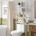 ALLZONE Adjustable Over The Toilet Storage Shelf, 4-Tier Ample Over Toilet Bathroom Organizer and Storage,Tension Mounted Above Toilet Storage Cabinet for Versatility, Fits 64-113 Inch Heights, White