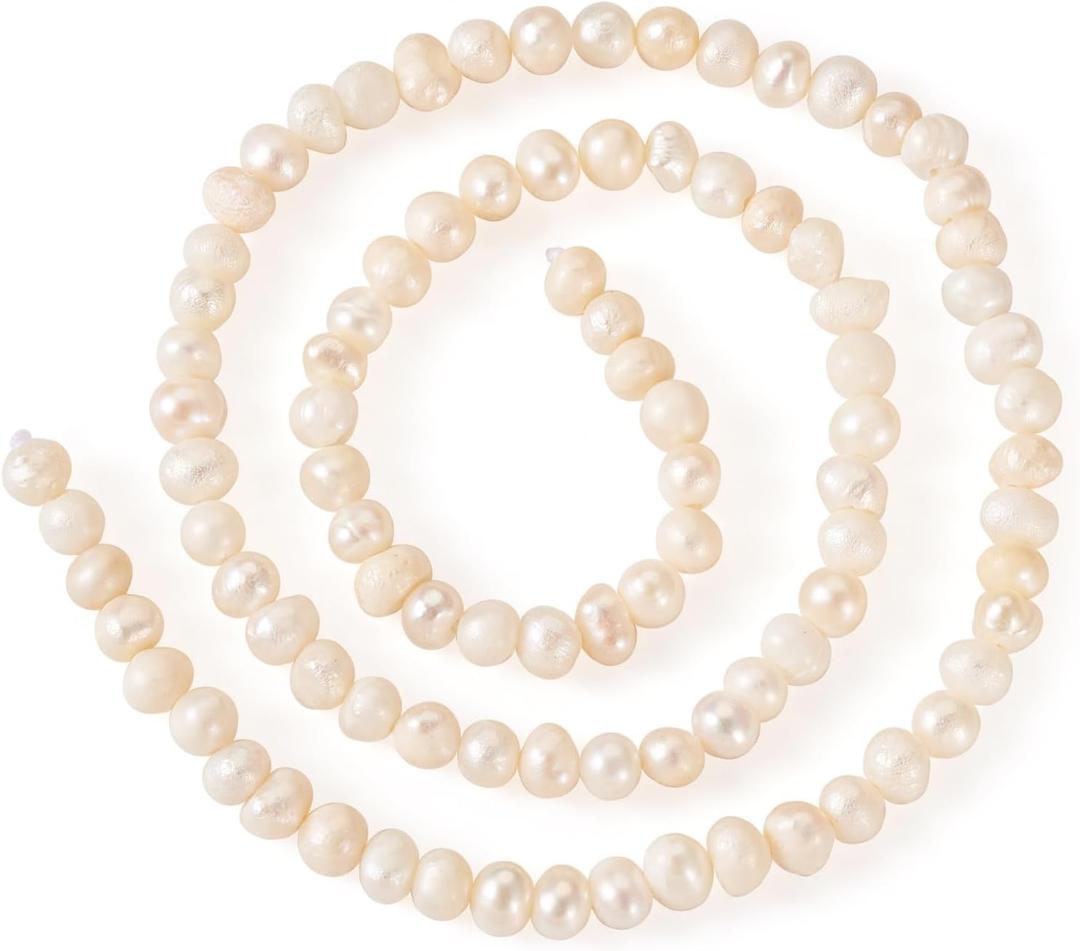 Freshwater Pearl Beads 74pcs Natural Pearls for Crafting 4-5mm Seashell Color Potato Shape Real Pearl Beads Drilled Spacer Beads Crafts Bead for Bracelets Necklaces Earrings Jewelry Making