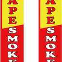 Hahafelt 2 Pcs Smoke Shop Windless Feather Swooper Flag 2.5x12 Feet Smoke Shop Banner Sign Knitted Tall Advertising Feather Flag Sign for Outdoor Business Advertising