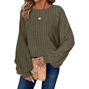 Long Sleeve Shirts for Women Fall Fashion 2025 Tunic Tops Dressy Casual Blouses Loose Knit Pullover Sweaters (Large)