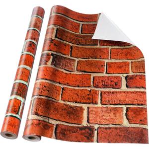 Tenceur Wrapping Paper Roll Bulletin Board Borders Paper Fade Resistant Decorative(24 Inch X 100ft,Vintage Red Brick Style)