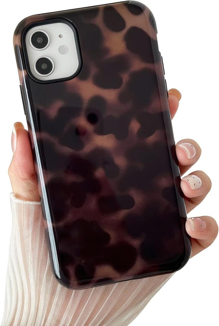 Compatible with iPhone 11 Case, Fall Tortoise Shell Phone Case Compatible with iPhone 11 6.1 inch, Brown Amber