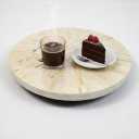 PEMAR 12.6 Decorative Lazy Susan Turntable, Handcrafted Tray with Mother of Pearl Inlay, 360 Rotating Countertop & Dining Table Organizer, Elegant Home Dcor, Housewarming Gift, White Cream Sunlight