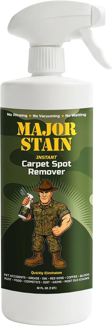 2 x Major Stain Carpet Stain Remover Spray – 32oz – Powerful Carpet Cleaner Spray & Spot Remover for Carpet, Upholstery & Rugs – Removes Wine, Coffee, Grease & Food Stains – Fragrance Free