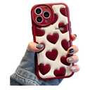 Compatible with iPhone 16 Pro Max Cute Case, Kawaii Phone Case TPU Leather Red Heart Cartoon case Soft Rubber Shockproof Protective for iPhone 16 Pro Max Case Cover for Women Girls