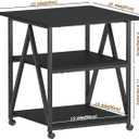 Arbuxzuy 3-Tier Printer Stand, Large Printer Table with Storage, Industrial Printer Storage Cart with Wheels, Rolling Printer Stand for Heat Press Scanner Fax, Black